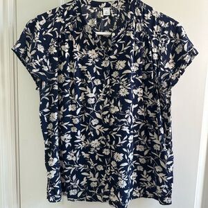 Old Navy Navy and White Floral Blouse